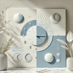 DALL·E 2025 03 11 08.59.16 A minimalistic and clean featured image for a blog post about circadian rhythms and health. The image should have a calming color palette with soft bl
