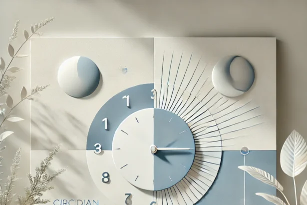 DALL·E 2025 03 11 08.59.16 A minimalistic and clean featured image for a blog post about circadian rhythms and health. The image should have a calming color palette with soft bl