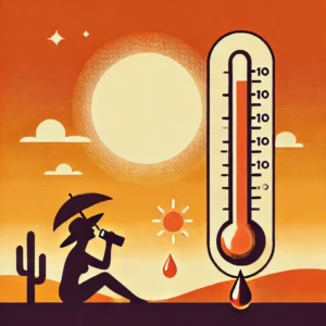 DALL·E 2025 03 12 08.19.31 A minimalistic and clean featured image for a blog post about surviving a heatwave in Nigeria. The image should include a bright sun in a clear sky w