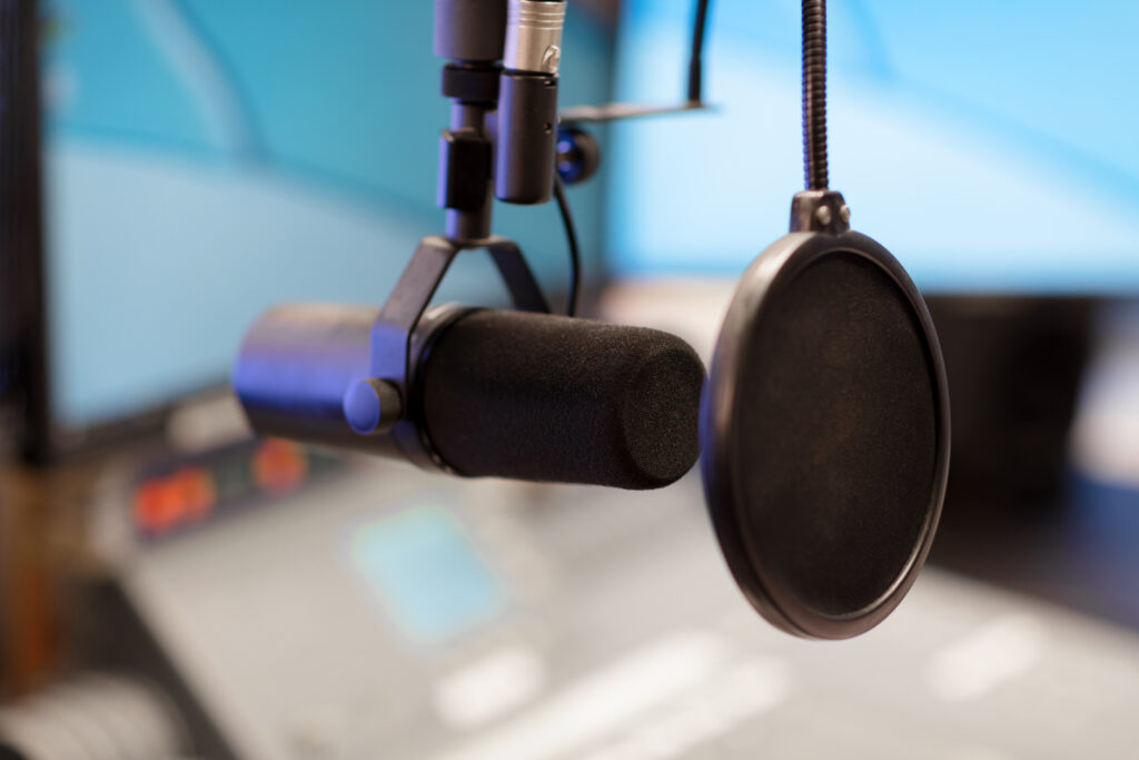 microphone in modern radio station broadcasting st HS7VFKL
